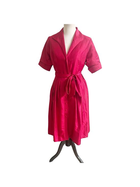 Alfani Dresses & Skirts - Alfani Retro Style Women’s Cocktail Party Dress Size 10 Shimmer Red Tie Waist